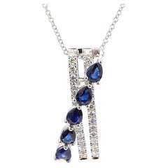 Colgante gota de oro zafiro azul pera natural y diamante blanco 1.33 quilates TW