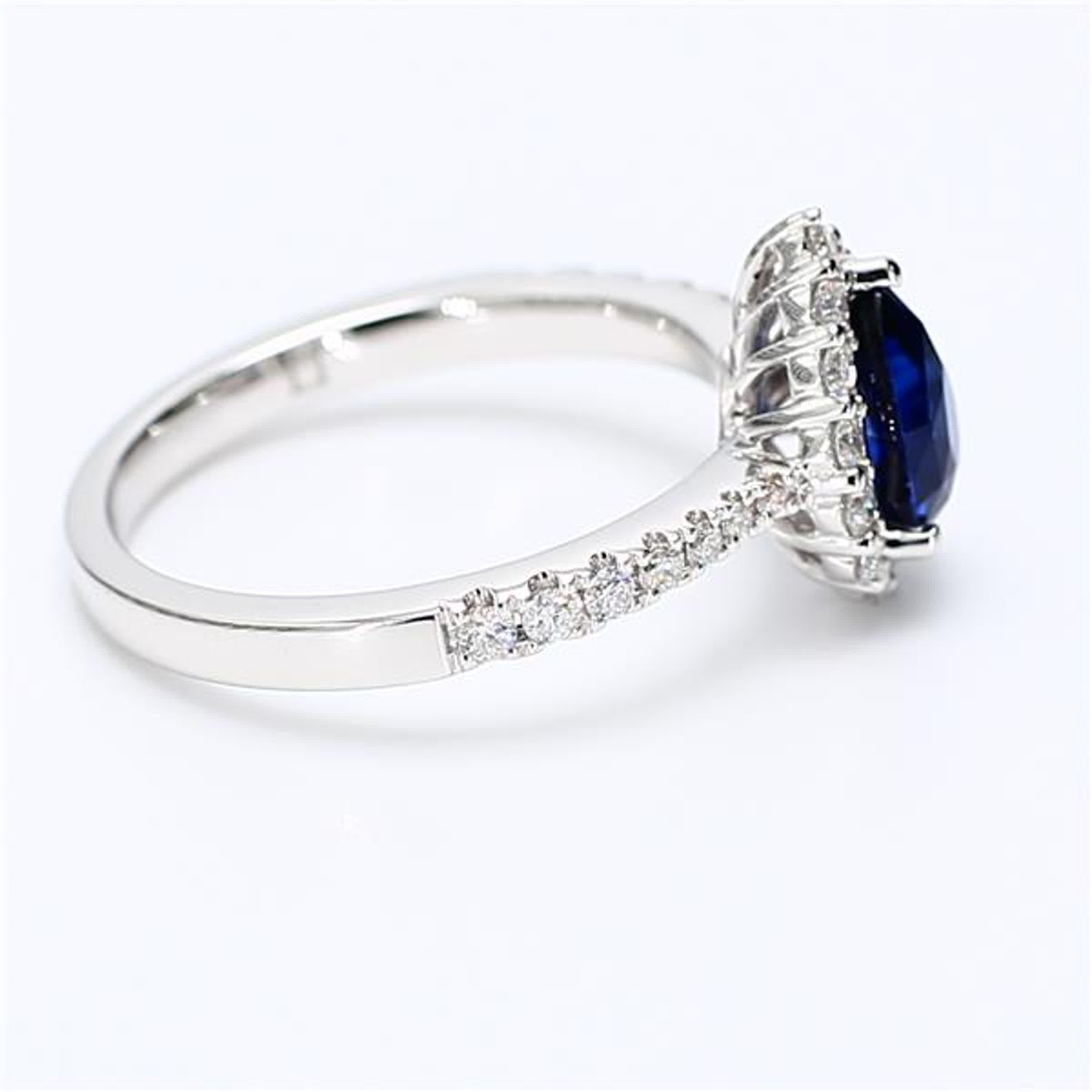 Women's Natural Blue Pear Sapphire and White Diamond 1.46 Carat TW Gold Cocktail Ring For Sale