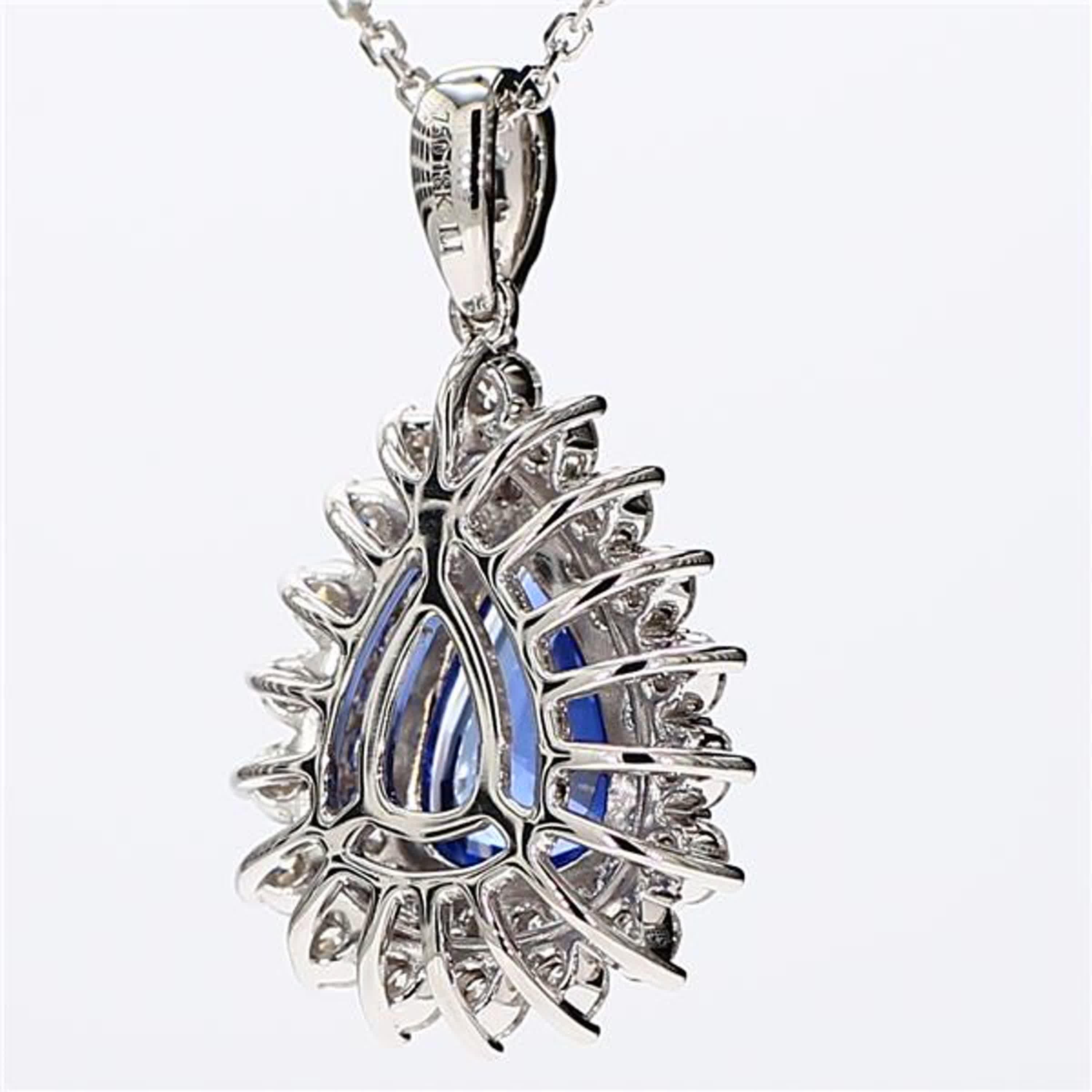 Natural Blue Pear Sapphire and White Diamond 2.79 Carat TW White Gold Pendant In New Condition For Sale In New York, NY