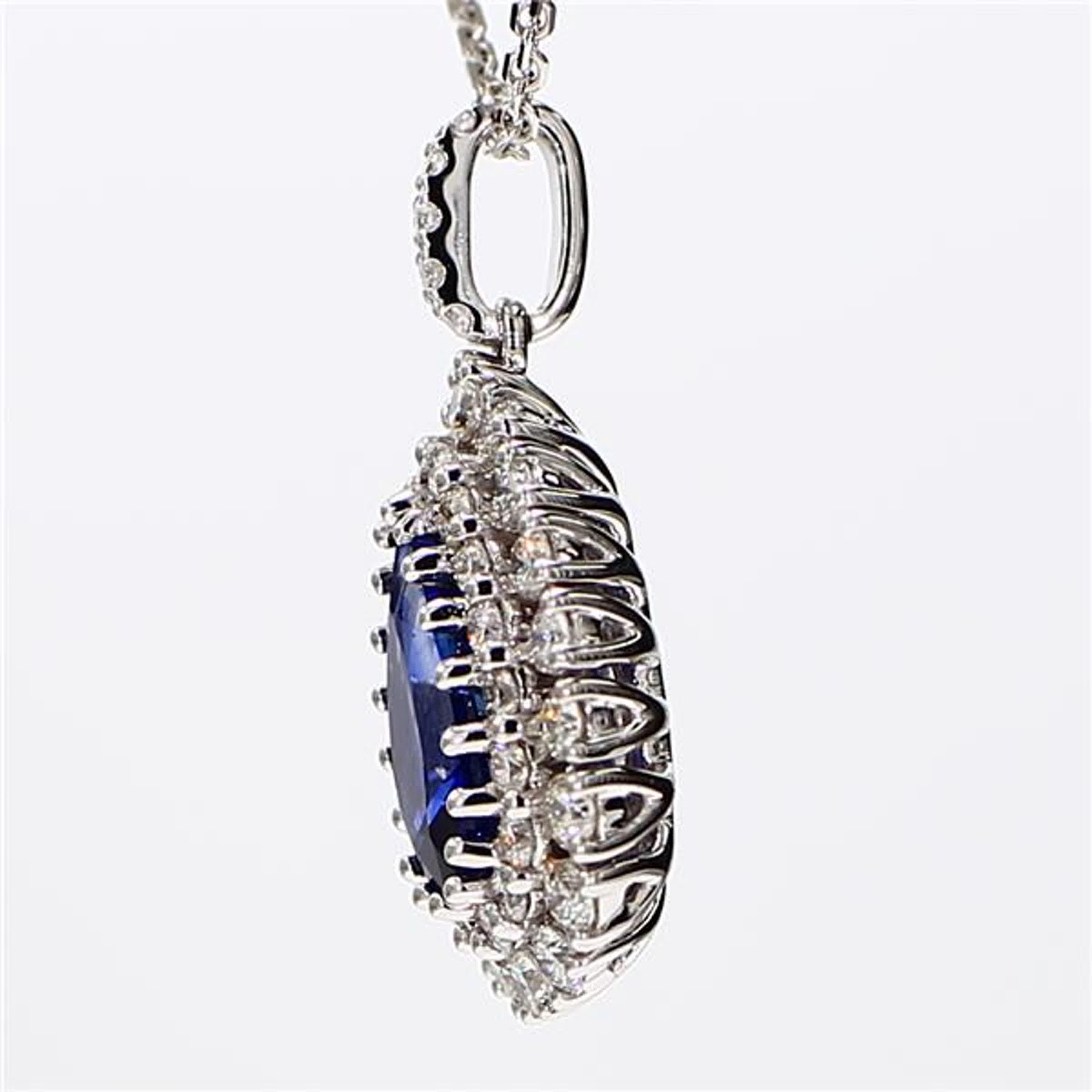 Contemporary Natural Blue Pear Sapphire and White Diamond 2.01 Carat Tw White Gold Pendant