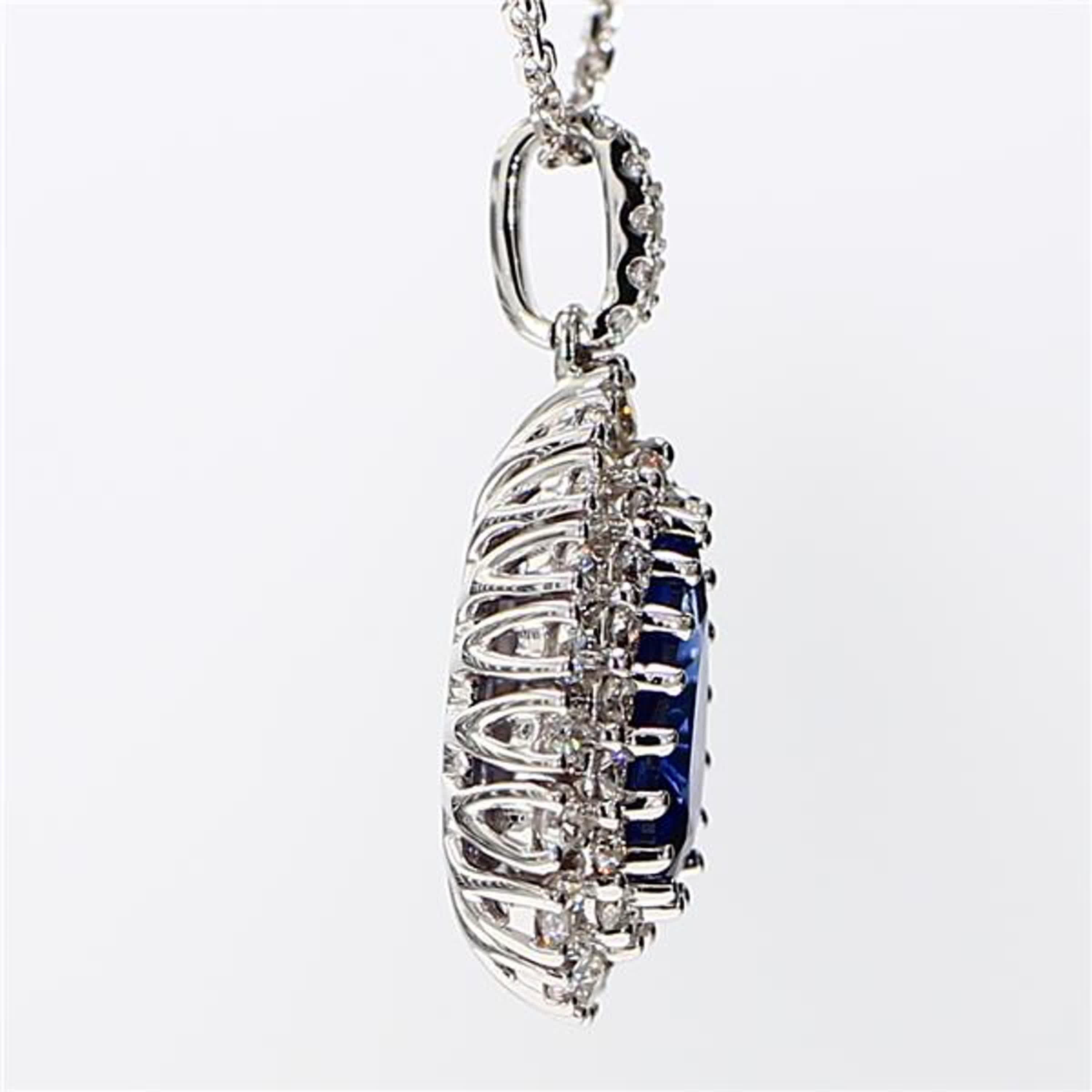 Natural Blue Pear Sapphire and White Diamond 2.01 Carat Tw White Gold Pendant In New Condition In New York, NY