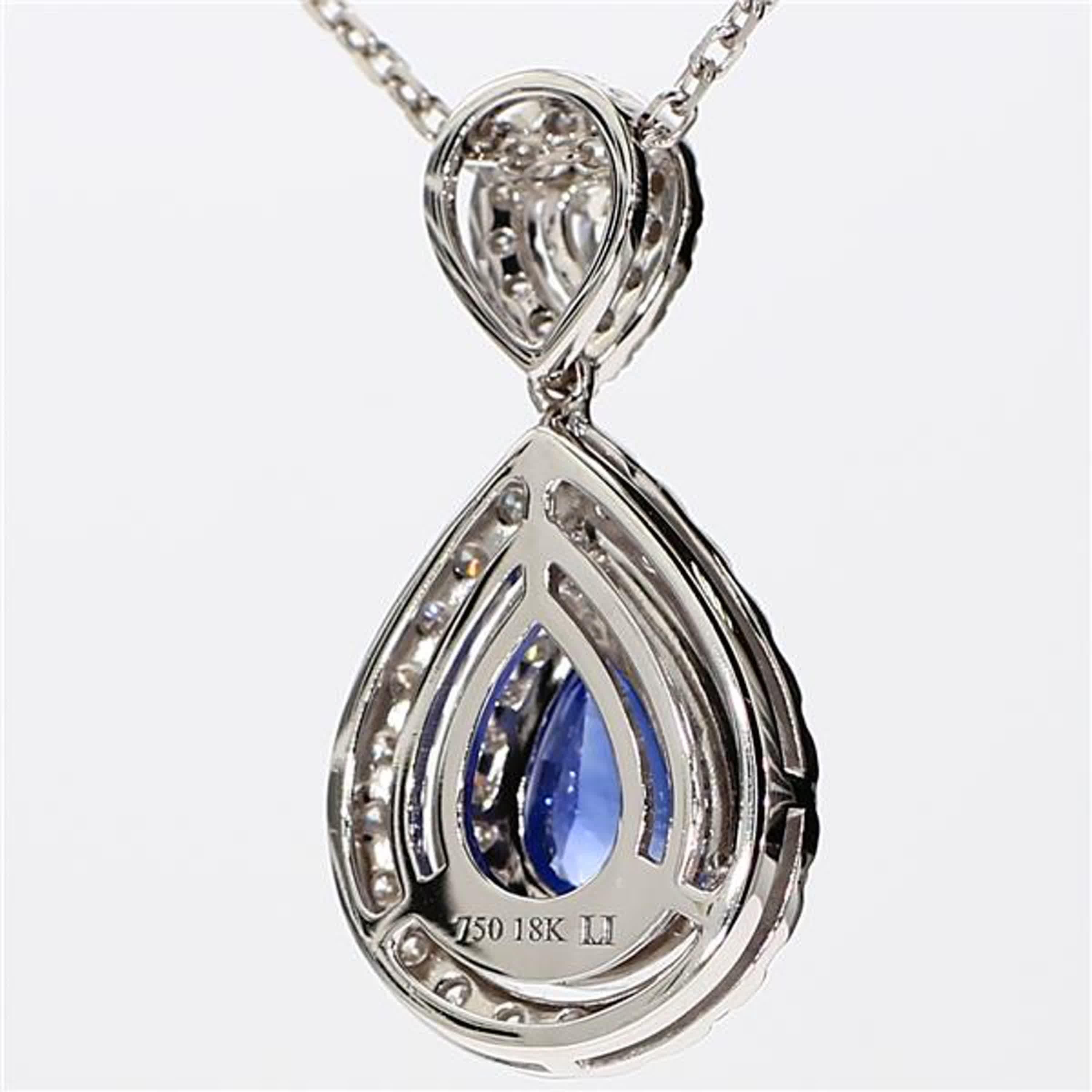 Natural Blue Pear Sapphire and White Diamond 2.25 Carat TW White Gold Pendant In New Condition In New York, NY