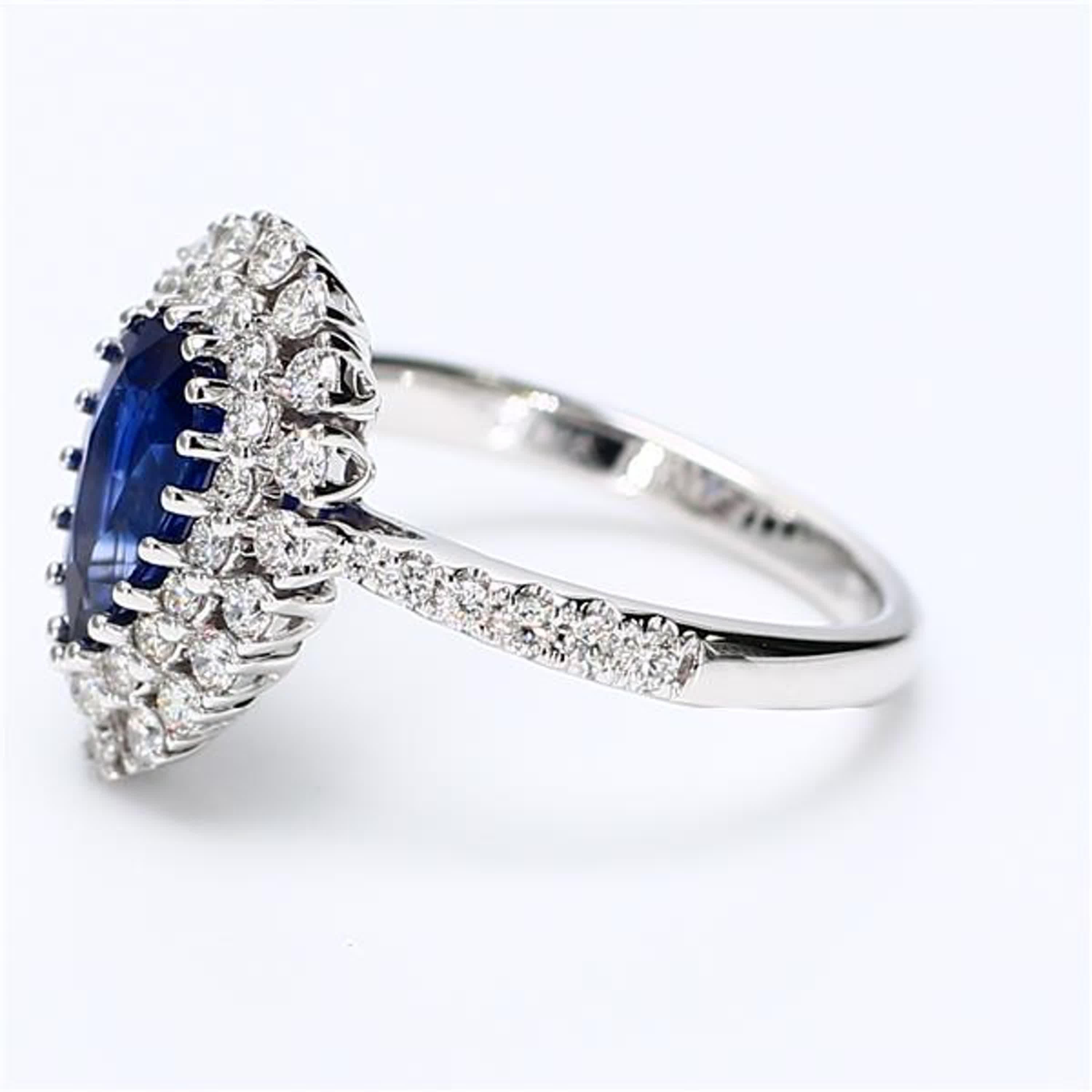 Contemporary Natural Blue Pear Sapphire and White Diamond 2.37 Carat TW Gold Cocktail Ring For Sale