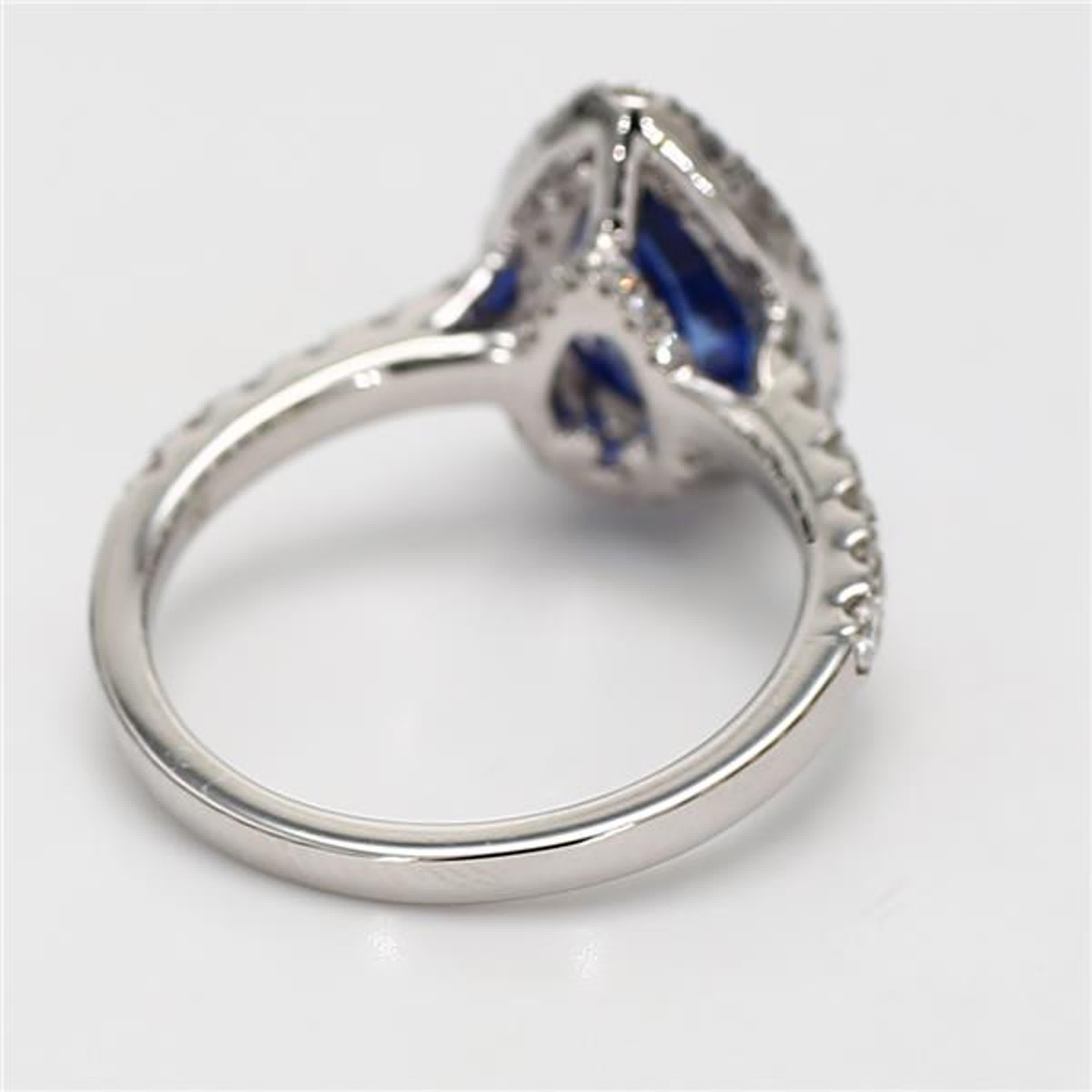 Women's Natural Blue Pear Sapphire and White Diamond 2.58 Carat TW Gold Cocktail Ring For Sale