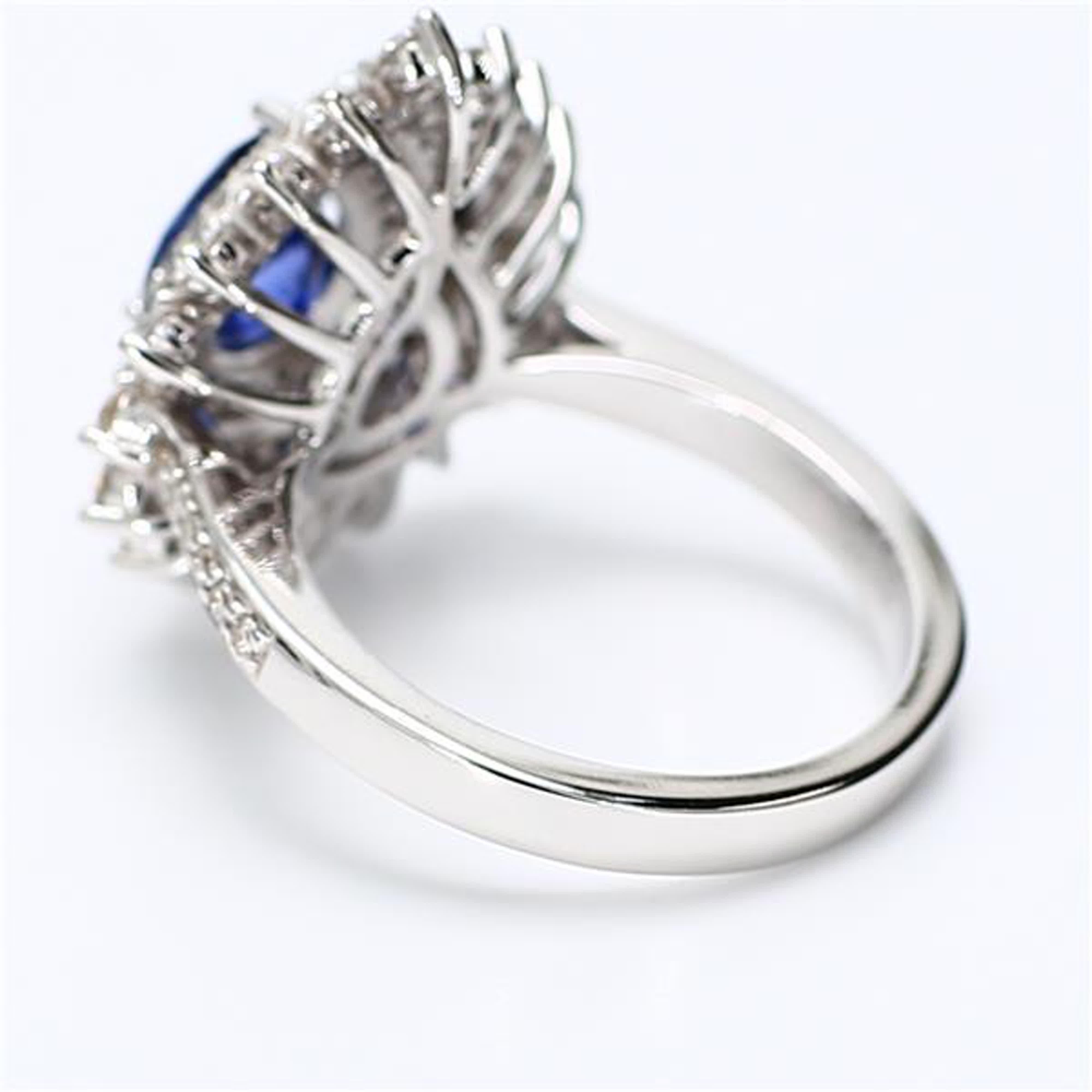 Pear Cut Natural Blue Pear Sapphire and White Diamond 2.62 Carat TW White Gold Ring