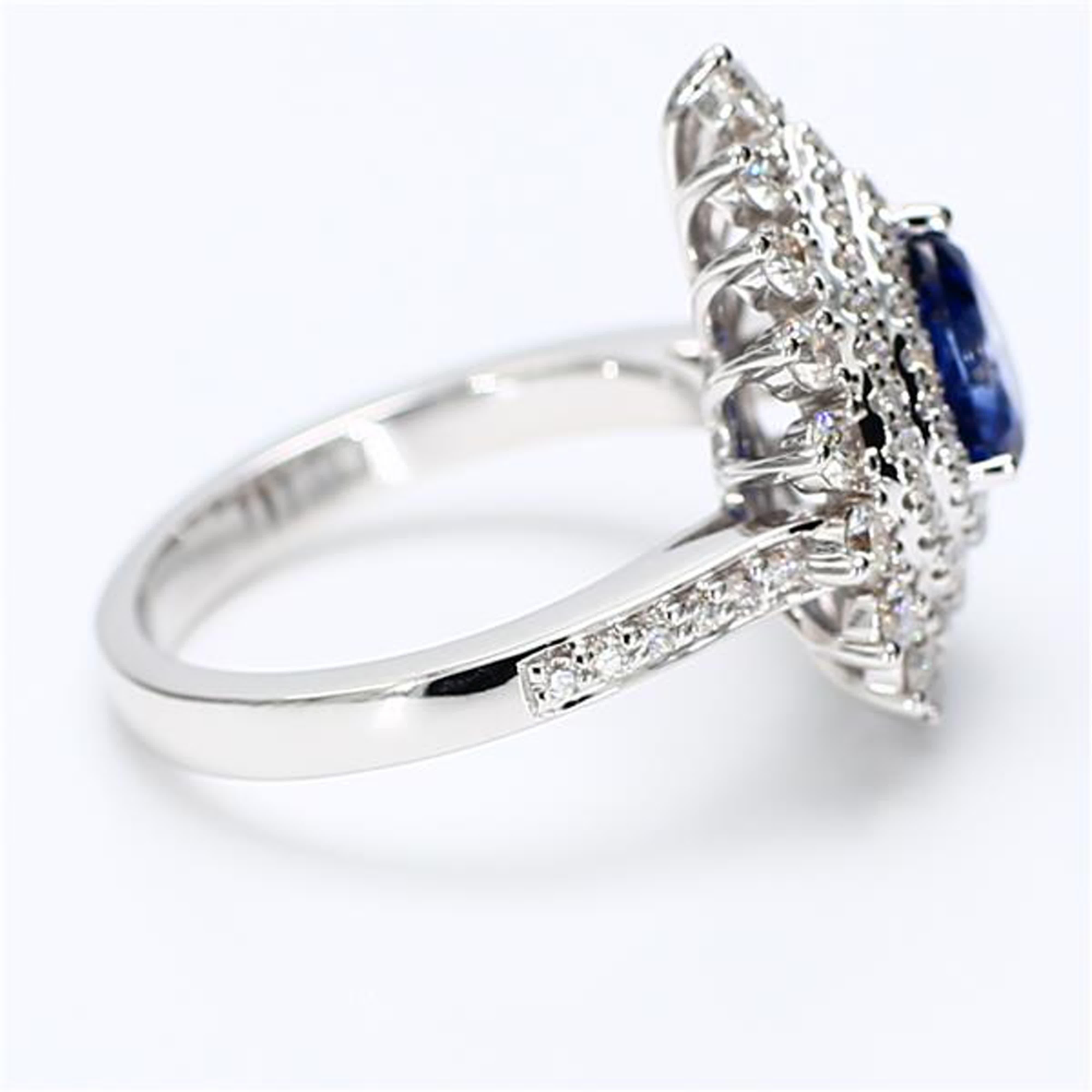 Women's Natural Blue Pear Sapphire and White Diamond 2.62 Carat TW White Gold Ring