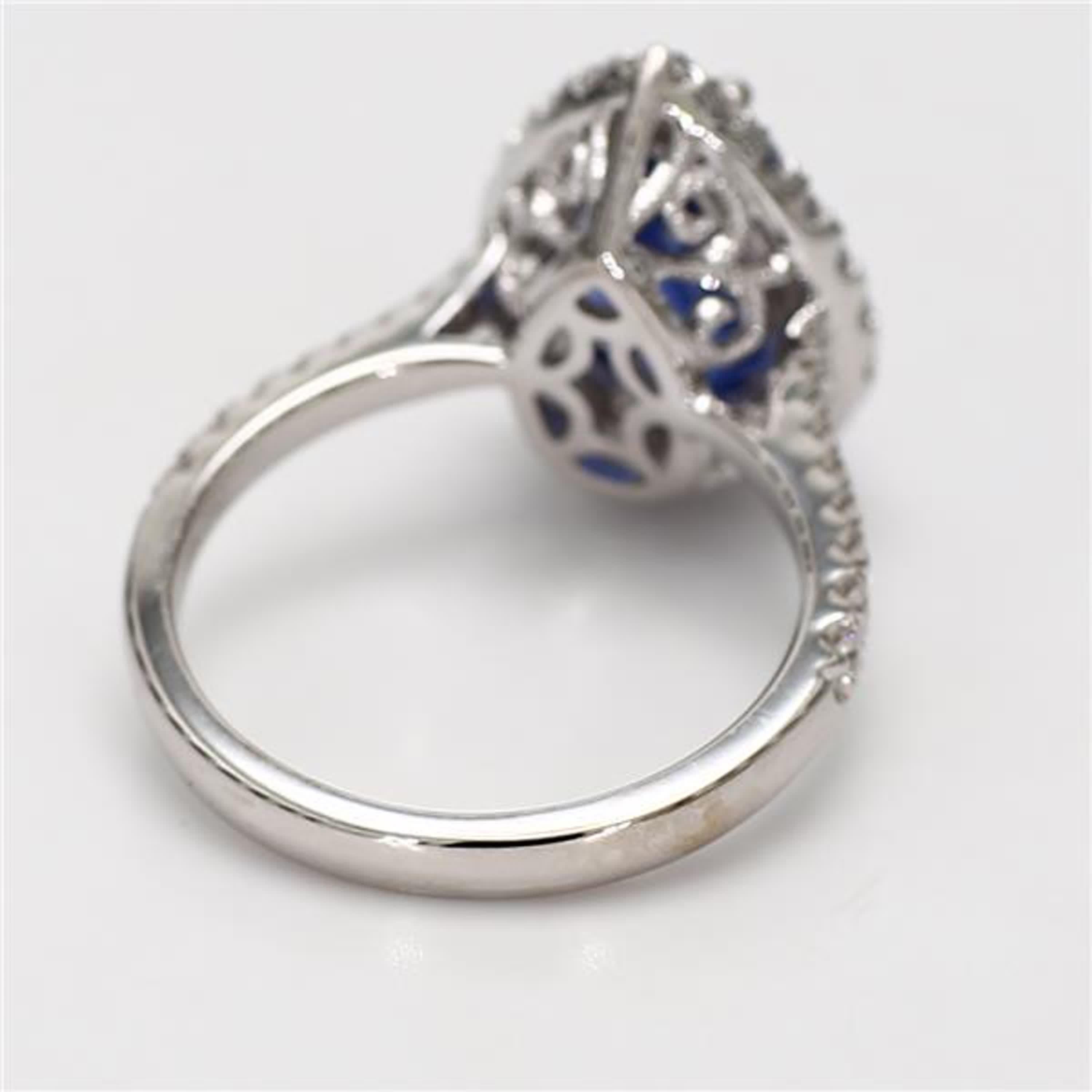 Women's Natural Blue Pear Sapphire and White Diamond 4.29 Carat TW Gold Cocktail Ring For Sale