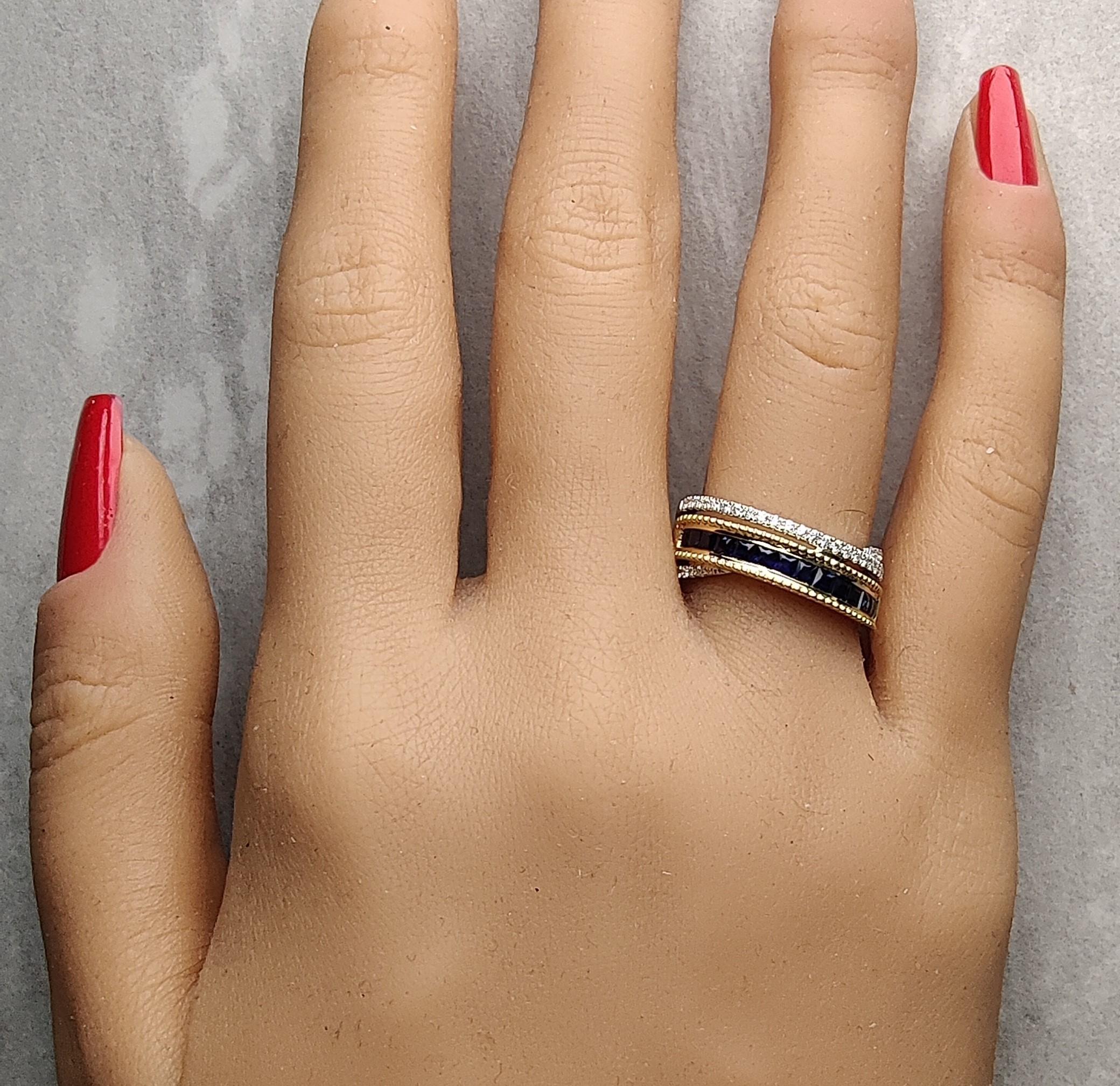 Natürlicher blauer Prinzessin-Saphir und Diamant 1,03 Karat TW Gold Cocktail-Ring im Zustand „Neu“ im Angebot in New York, NY