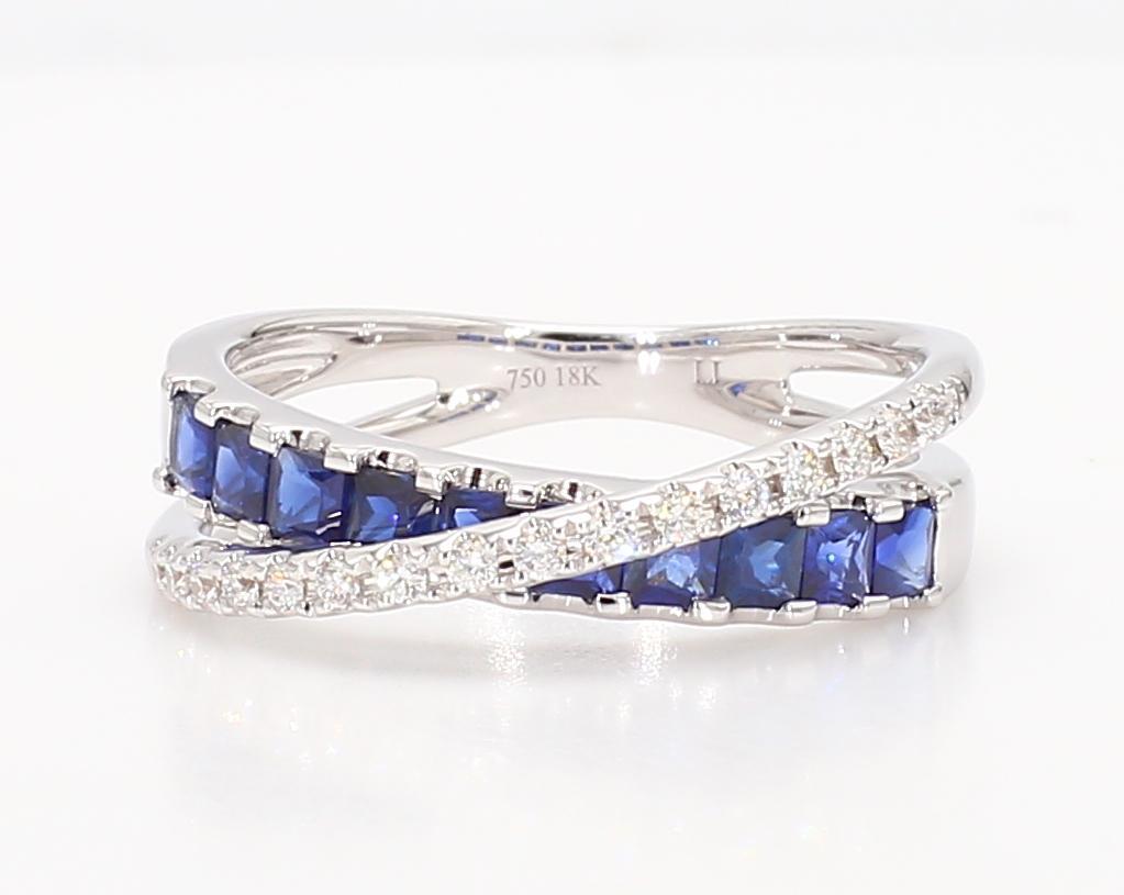 Contemporaneo Fascia da cocktail in oro con zaffiro blu naturale e diamante da 1.04 carati TW in vendita