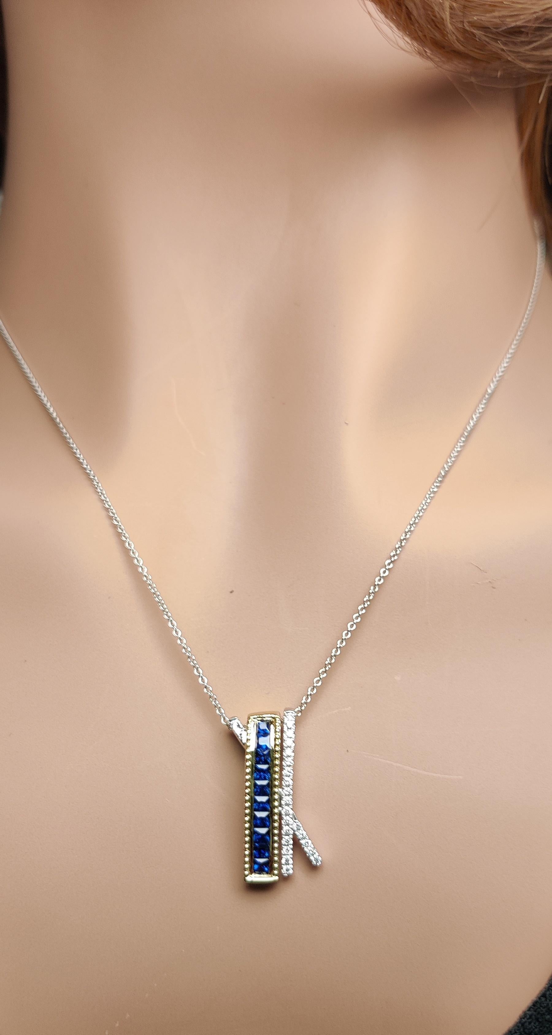Pendentif en or de 0,75 carat TW avec saphir Princesse bleu naturel et diamant blanc Neuf - En vente à New York, NY