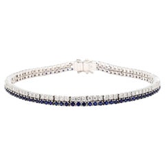 Natural Blue Round Sapphire and Diamond 3.49 Carat TW Gold Bracelet