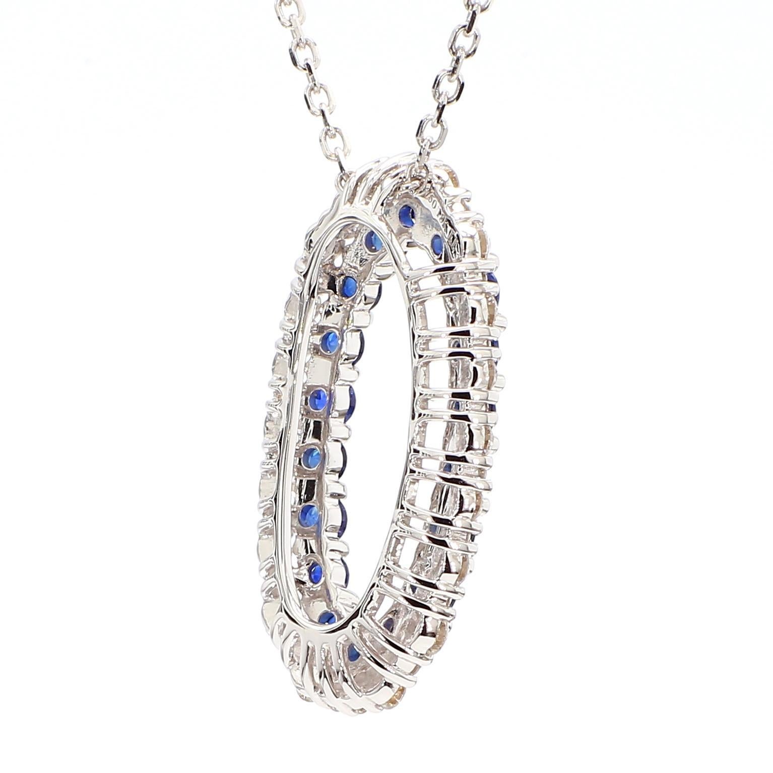 Ciondolo a goccia in oro con zaffiro rotondo blu naturale e diamante bianco da 1.65 carati TW in vendita 3