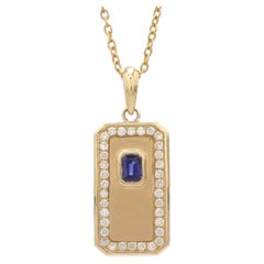 Natural Blue Sapphire 0.26cts & Diamond 0.22cts Pendant in 14k Gold