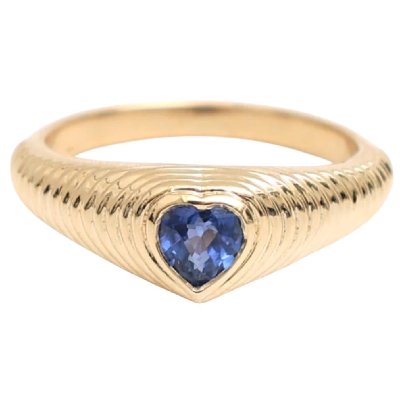 0.33ct Natural Blue Sapphire Asscher Cut Ring in 14K Yellow Gold