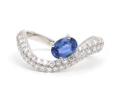 18K White Gold Blue Sapphire 0.77ct & Diamond 0.74ct Ring