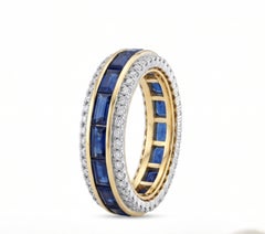 Ring aus 18-karätigem Gold mit einem natürlichen blauen Saphir (1,20 Karat) und Diamanten (0,40 Karat)