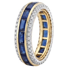 Ring aus 18-karätigem Gold mit einem natürlichen blauen Saphir (1,20 Karat) und Diamanten (0,40 Karat)