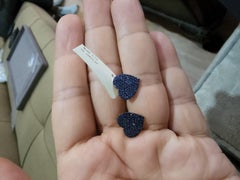 Natural Blue Sapphire 1.27 Carats Heart Shape Earring in 18k Gold
