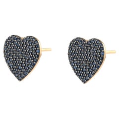 Natural Blue Sapphire 1.27 Carats Heart Shape Earring in 18k Gold