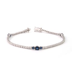Natürlicher blauer Saphir 1,67 Karat & Diamant 1,47 Karat in 18 Karat Gold 6,98 Karat Armband