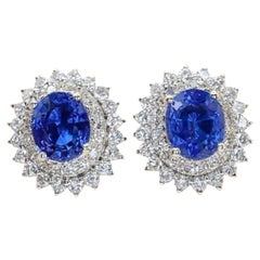 18K White Gold Blue Sapphire 1.76ct & Diamond 0.68ct Earrings