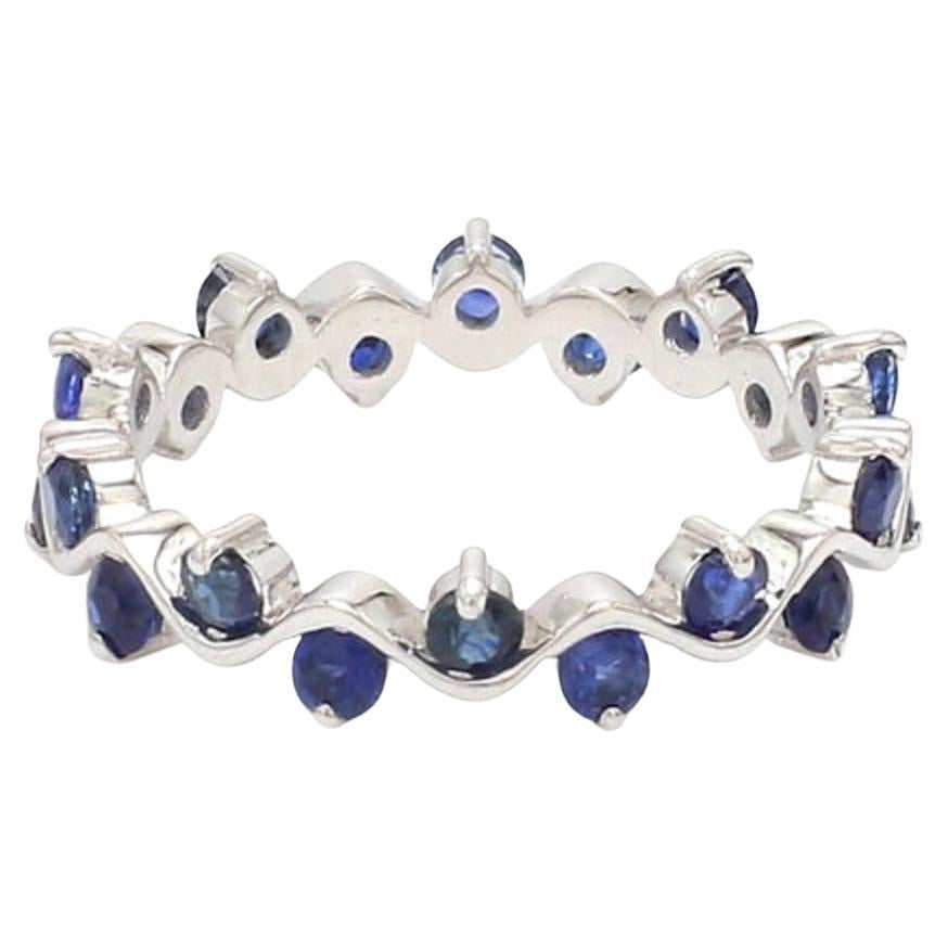 Anello con zaffiro blu naturale da 1 centesimo in oro 18 carati