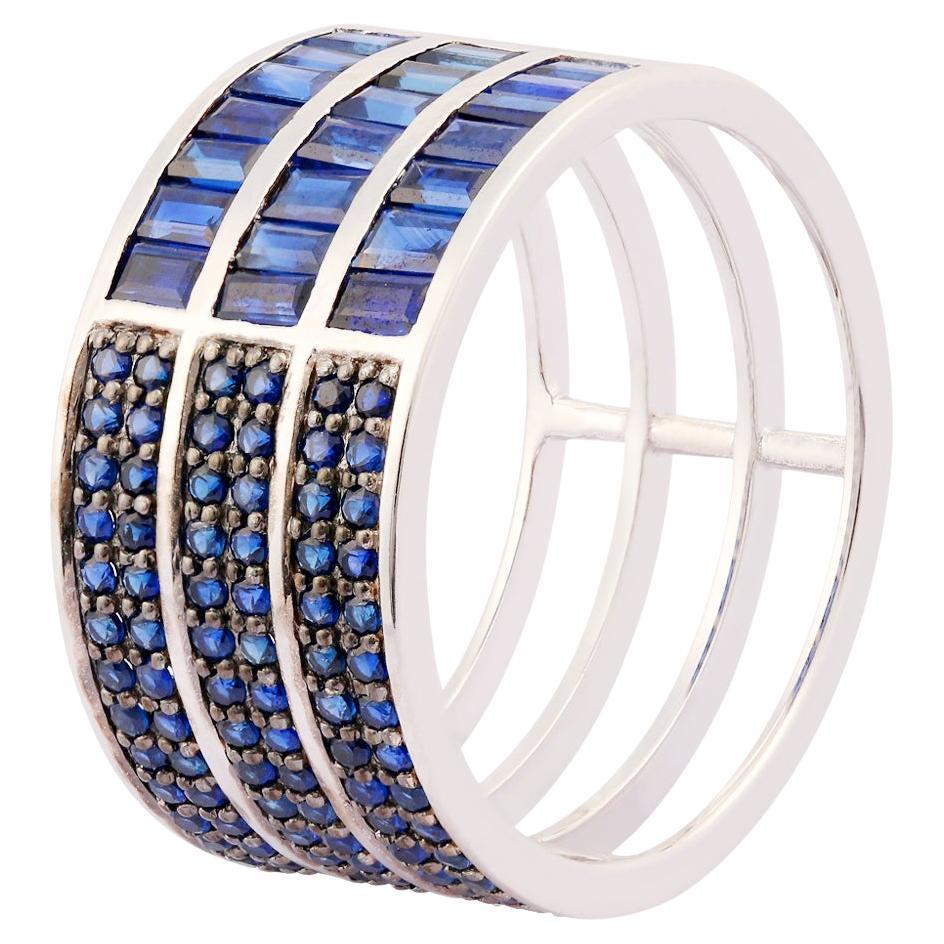 Bague en or 18 carats avec saphir bleu naturel de 2,33 carats et 4,12 g