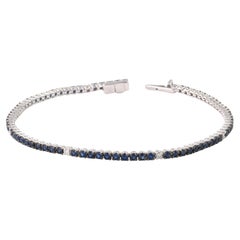 Natural Blue Sapphire 2.41cts&Diamond0.15cts in 18k Gold 6.67gms Tennis Bracelet