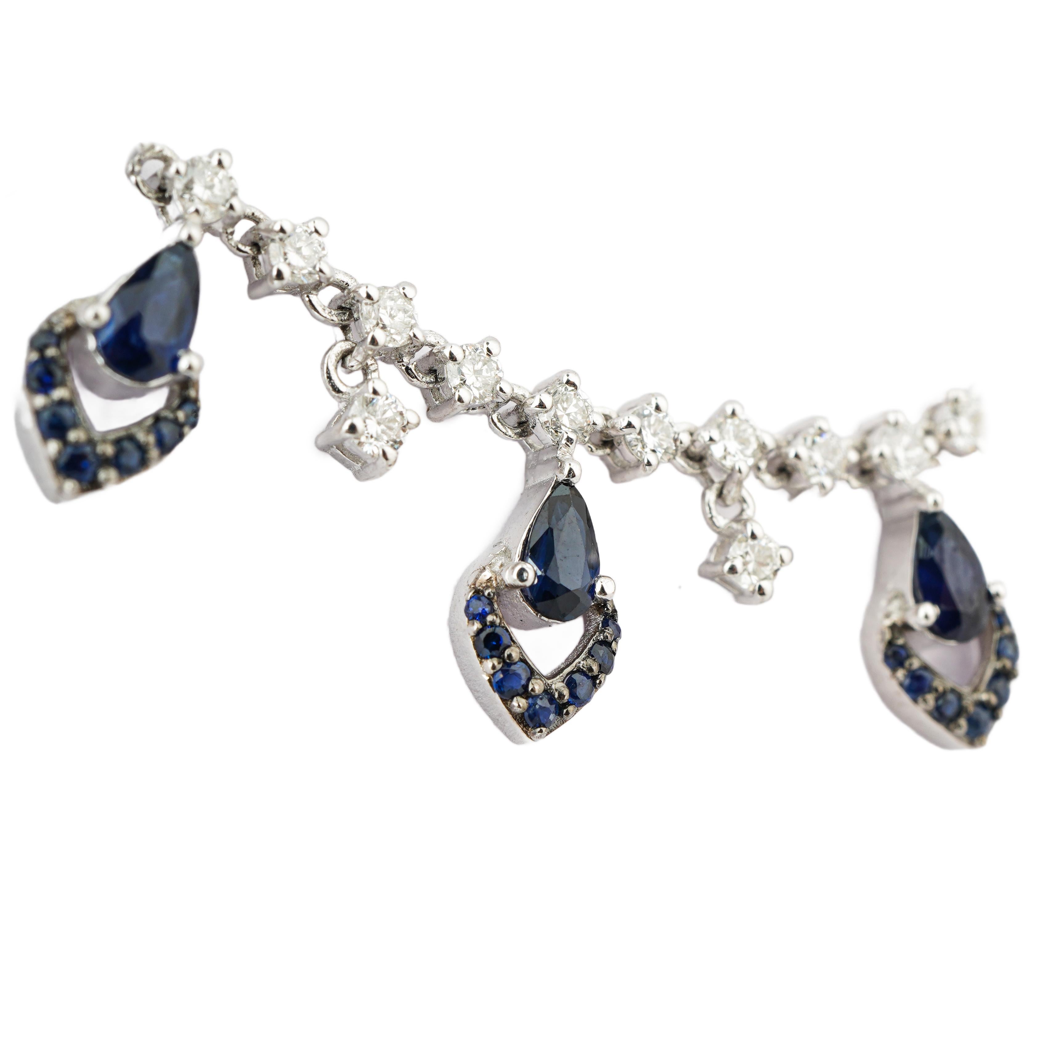 Collar de zafiro azul natural 2,85cts, diamante 1,93cts en oro de 18k en venta 1