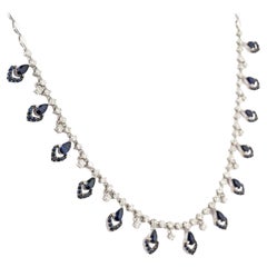 Collier en or 18k saphir bleu naturel 2.85cts et diamant 1.93cts