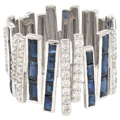 Natural Blue Sapphire 2.93 Carats with 0.63 Carats  Diamonds  18k Gold Ring