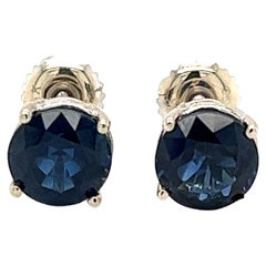Natural Blue Sapphire 3.14 cts Stud Earrings