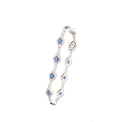 Natural blue sapphire 4.71cts & diamond 1.73cts bracelet in 18k gold