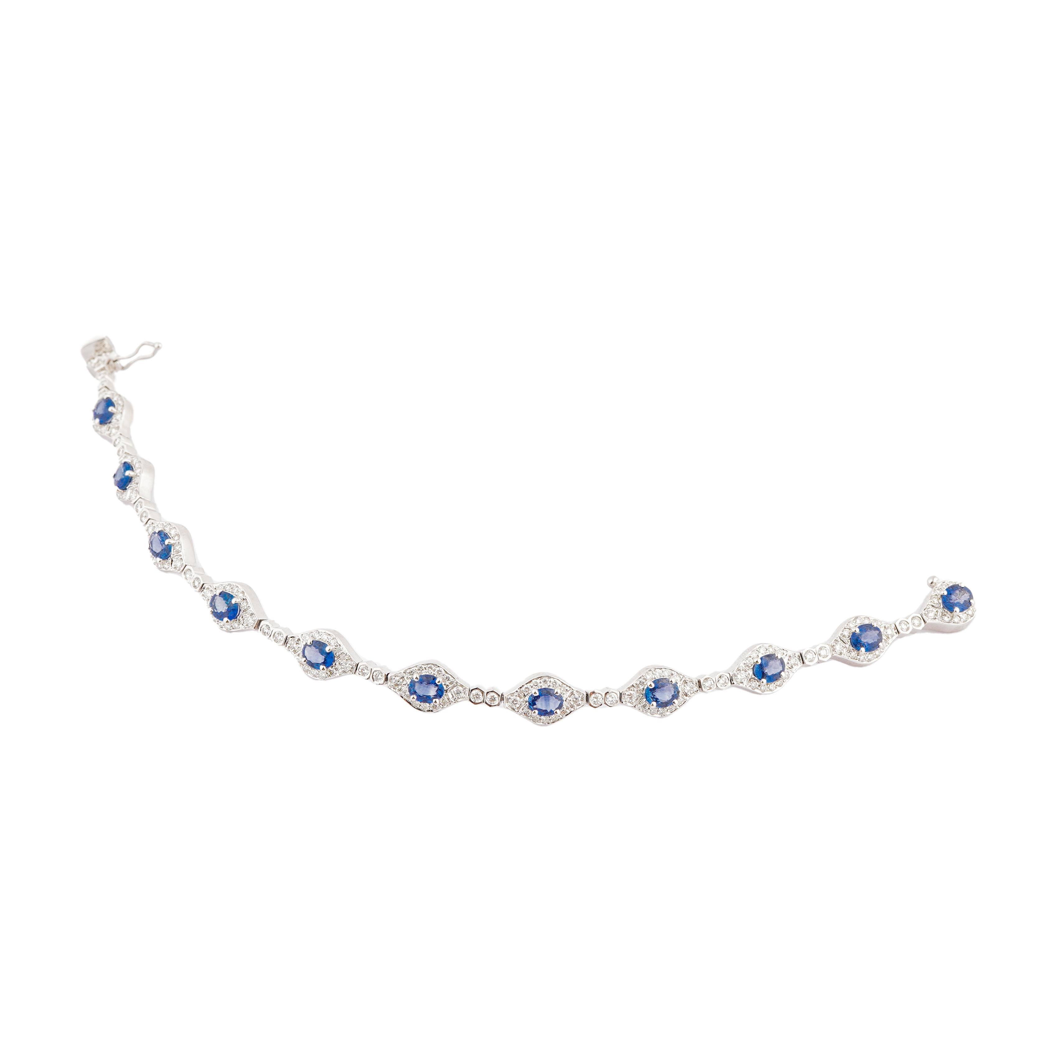 Donna Bracciale in oro 18 carati con zaffiro blu naturale da 4,71 carati e diamante da 1,73 carati in vendita