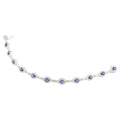 Pulsera de zafiro azul natural 4,71cts, diamante 1,73cts en oro de 18k