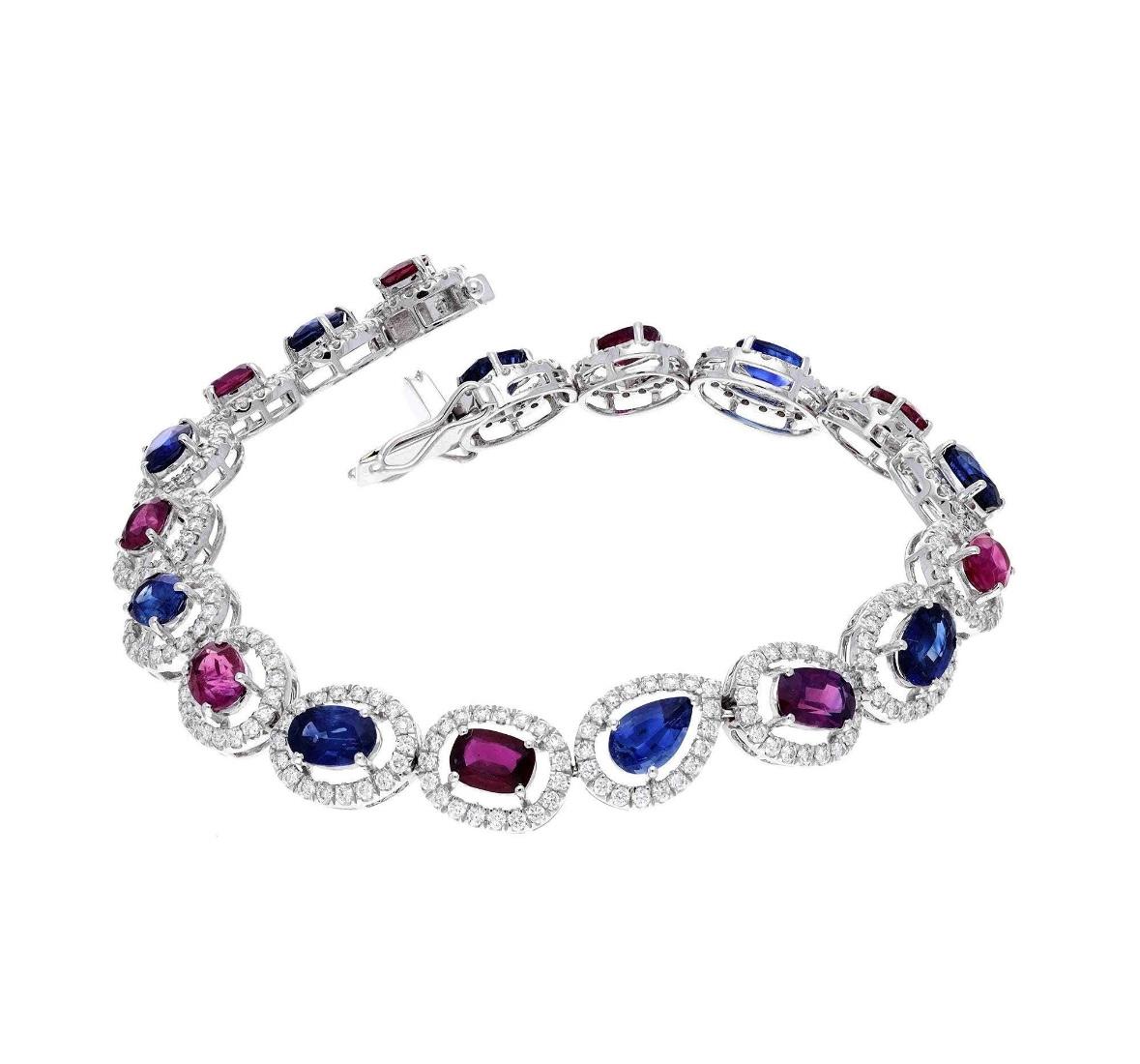 Zafiro azul natural 5,29cts & rubí 3,63cts &diamante  pulsera de oro de 18 quilates en Nuevo Estado en jaipur, IN