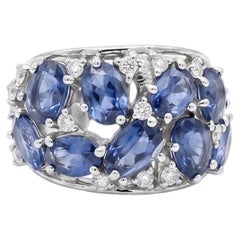 Natural Blue Sapphire 5.75CTS & Diamond 0.38CTS Ring in 18k Gold