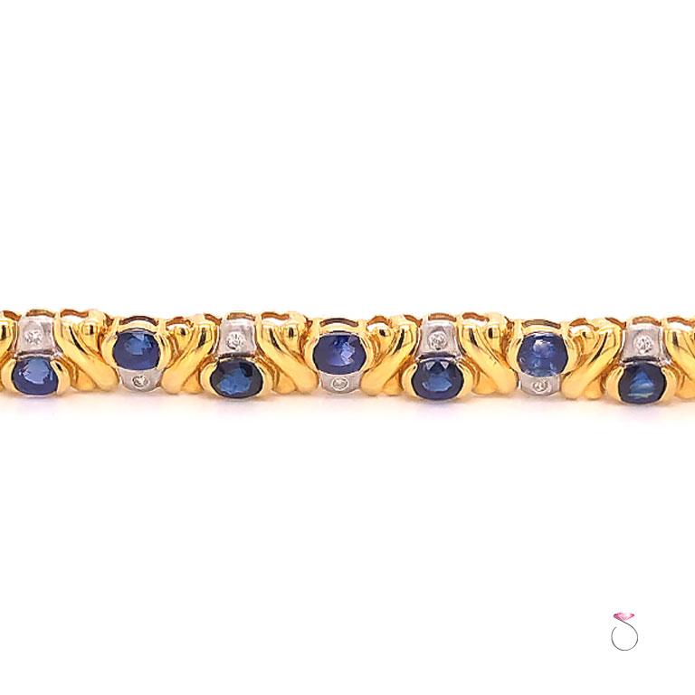 Armband mit natürlichem blauem Saphir und Diamanten für Damen oder Herren im Angebot