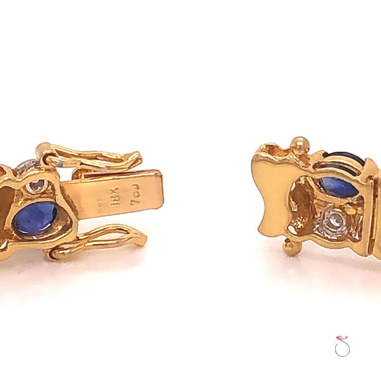 Bracelet en saphir bleu naturel et diamants en vente 2