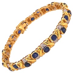 Retro Natural Blue Sapphire and Diamond Bracelet