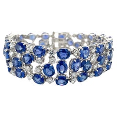 Natural Blue sapphire and Diamond Bracelet