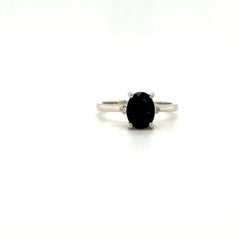 Natürlicher blauer Saphir mit Diamant Solitär Ring für Sie in 925 Sterling Silber