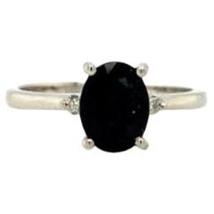 Anillo de compromiso de zafiro azul natural y diamante para mamá en plata de ley 925