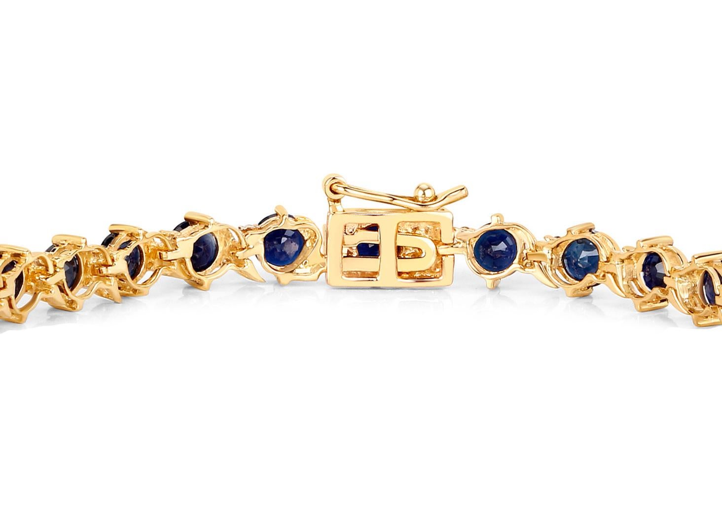 sapphire and diamond tennis bracelet 14k yellow gold