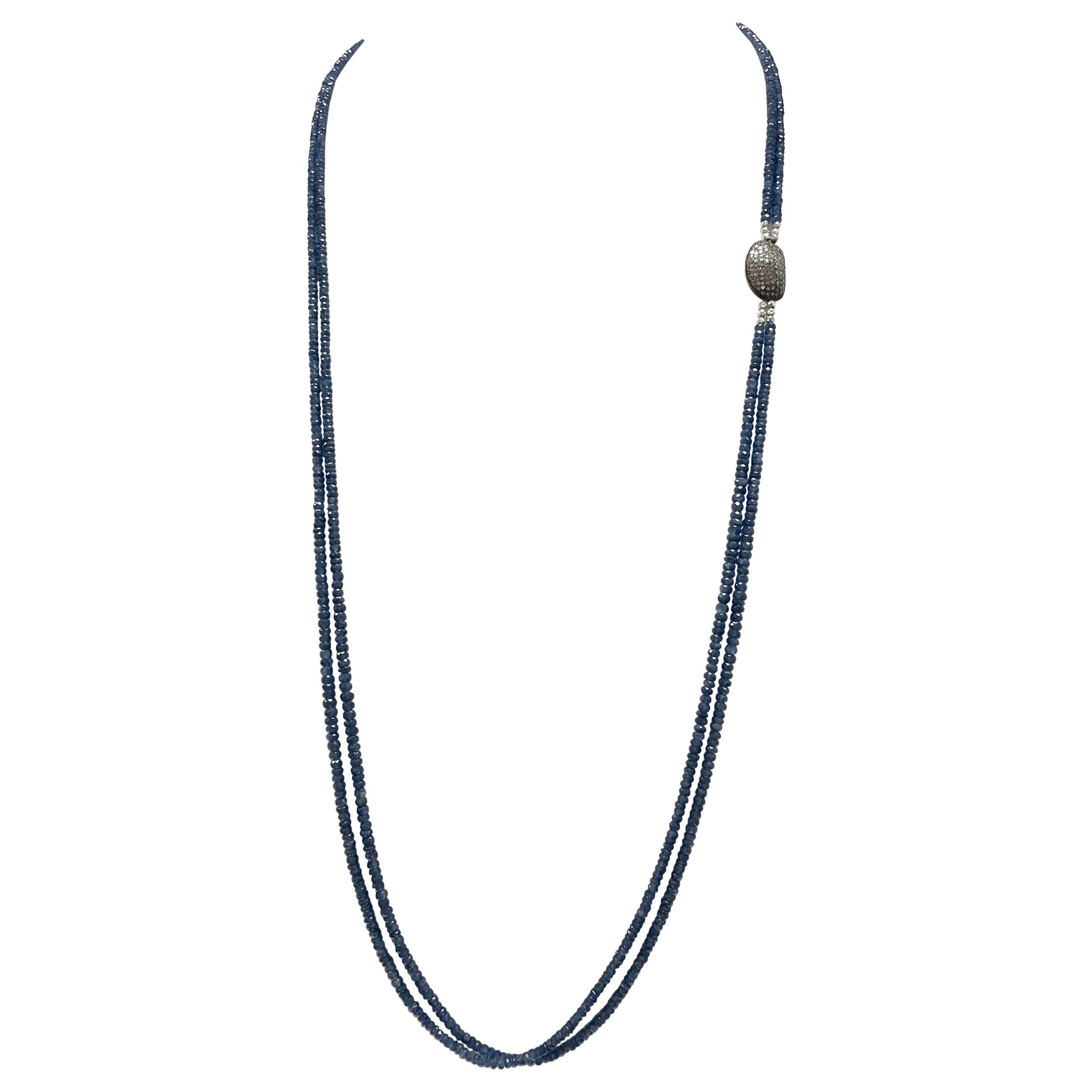 Collier de saphirs bleus naturels et diamants