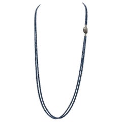 Collier de saphirs bleus naturels et diamants