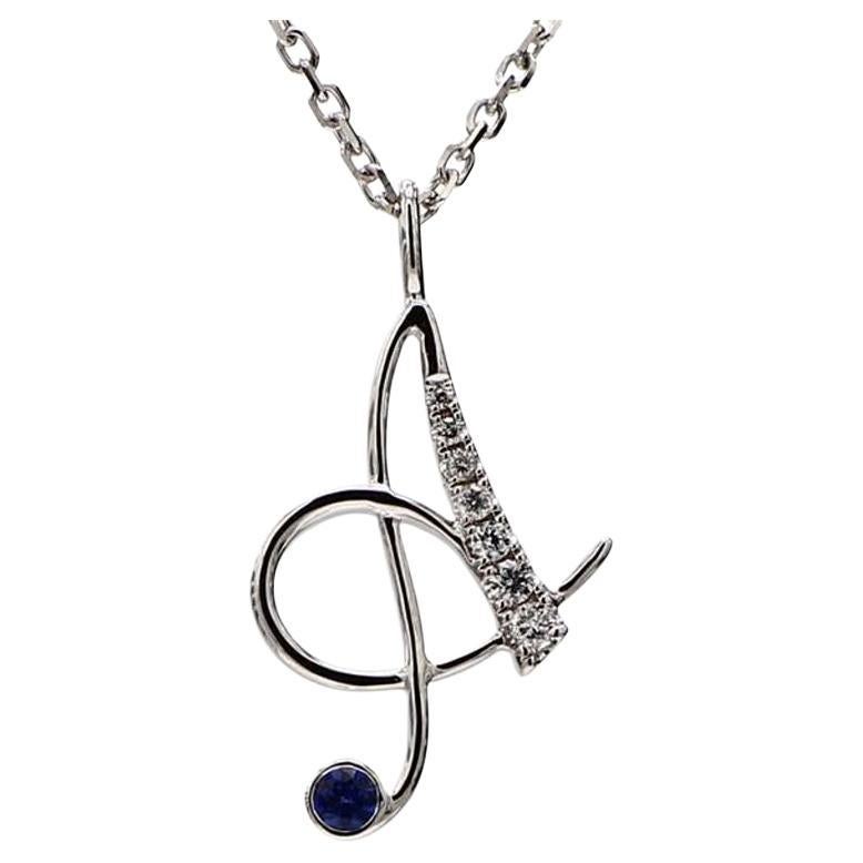 Diamond Flower Pendant with a Centre Blue Sapphire main image 1