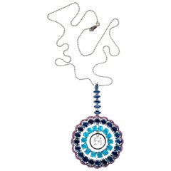 Natural Blue Sapphire, Apatite, Pink Sapphire and Diamond Veronica Necklace