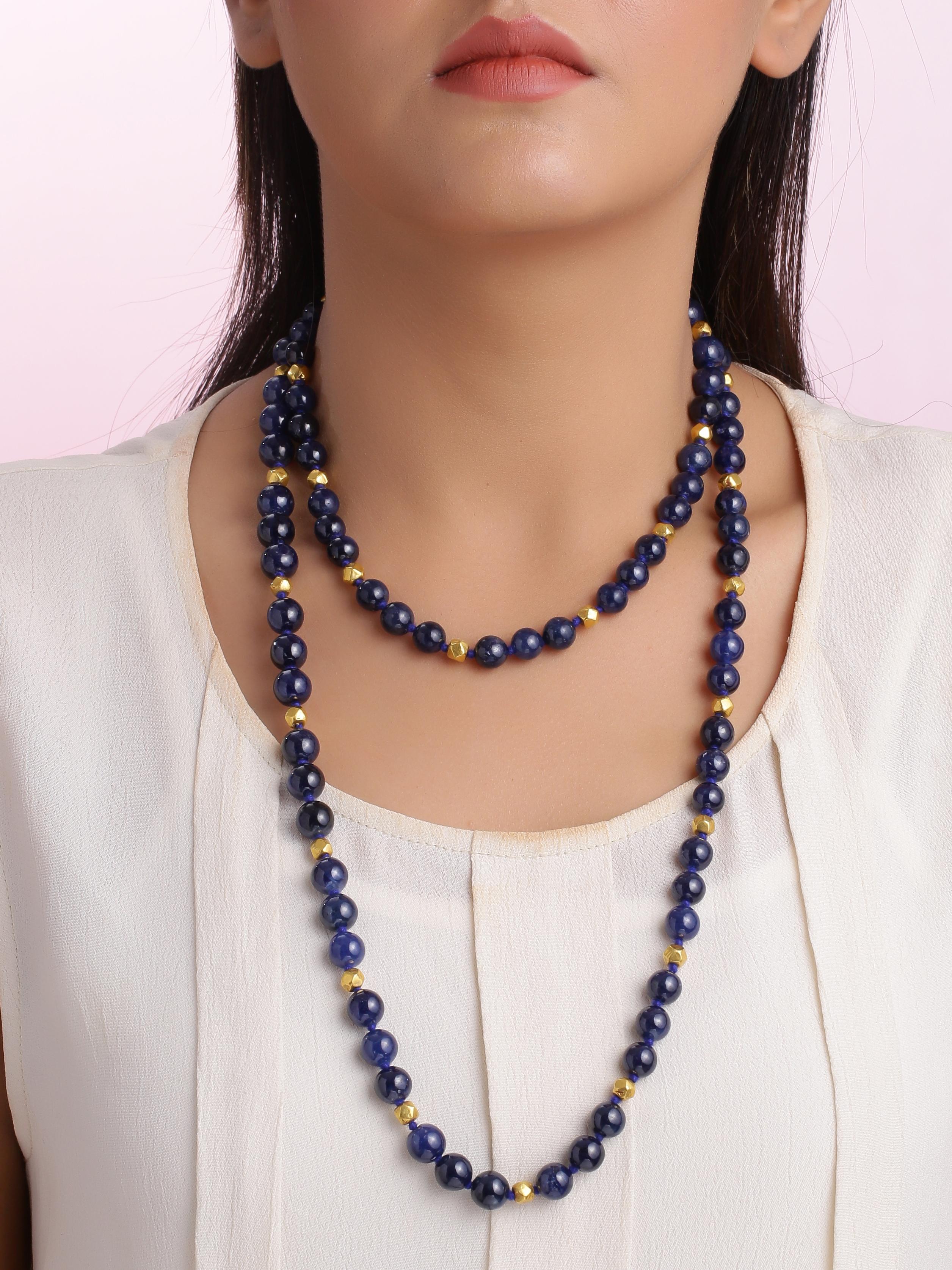 blue and gold beaded necklace
