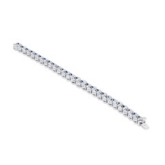 Natural Blue Sapphire Bracelet 11.00 Ct. Round Shape 18K White Gold